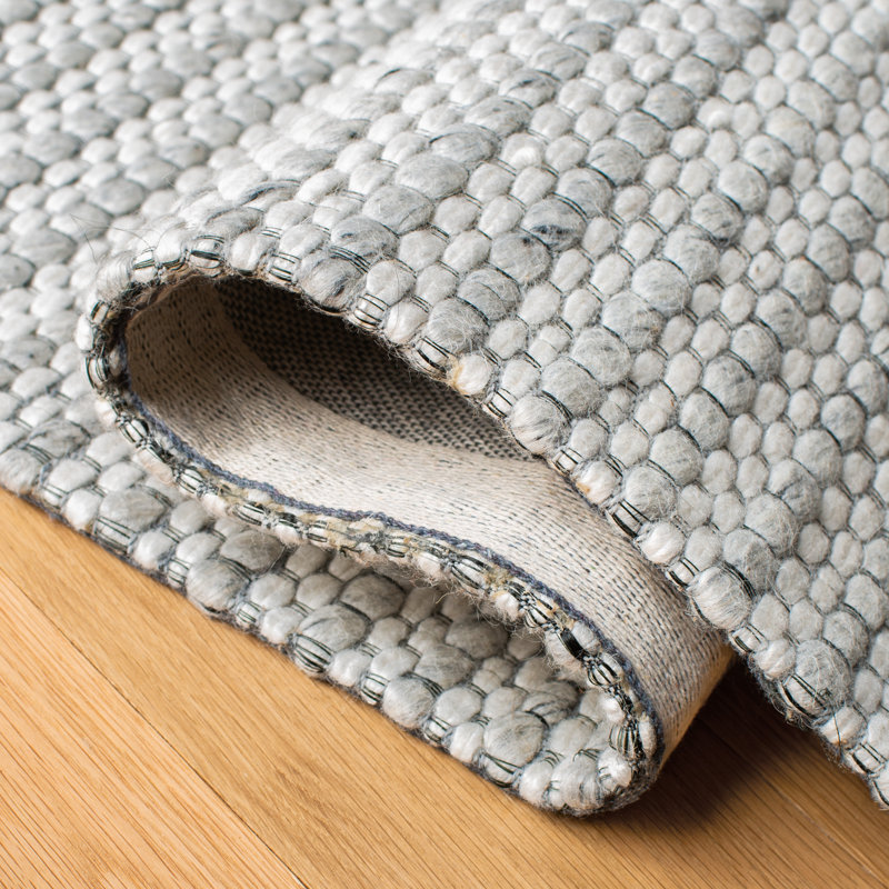Tapis gris clair / ivoire en laine tissé à plat Sullivan, Tapis de couloir 2 pi 3 po x 14 pi