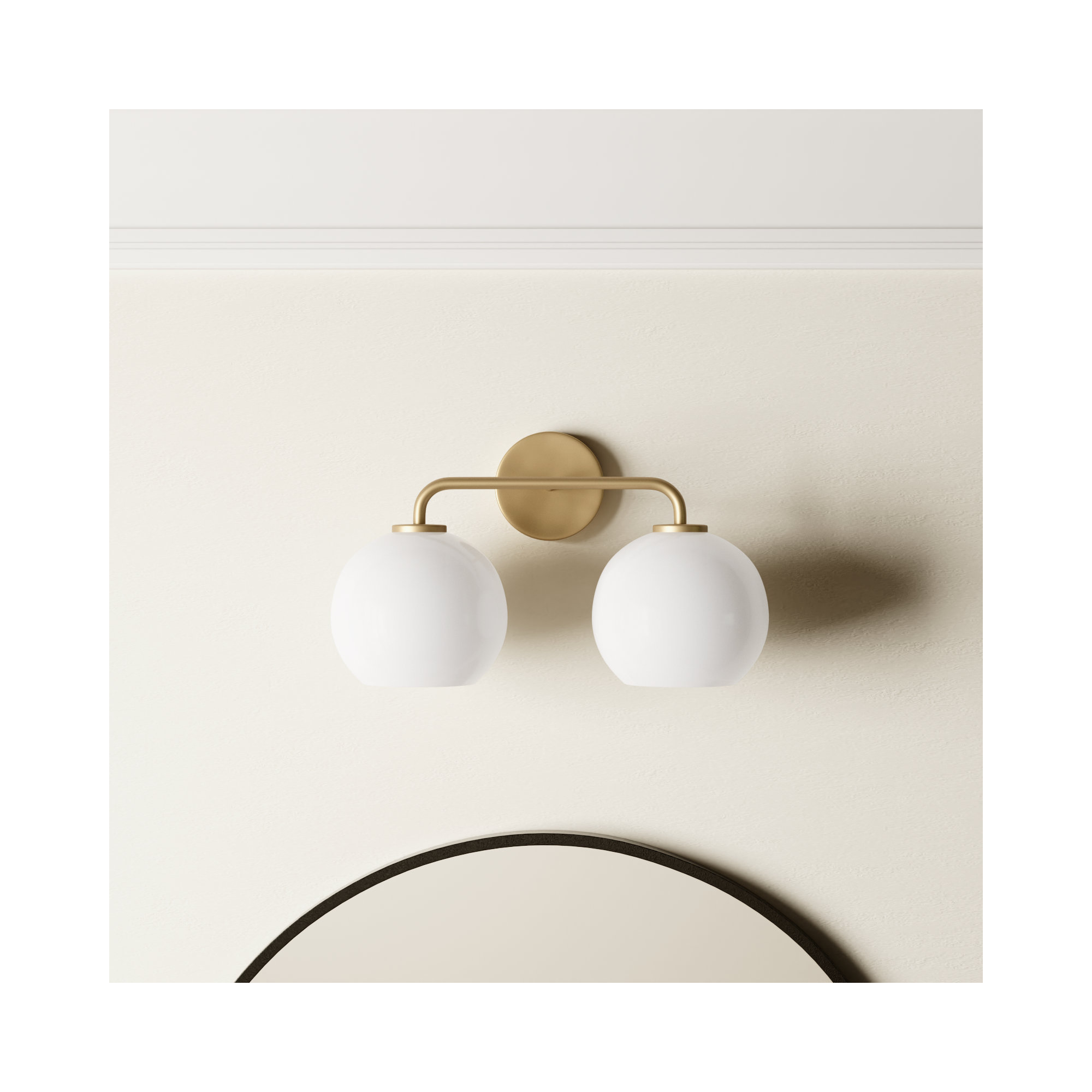 Childerley 2 Light Vanity, White, Satin Brass