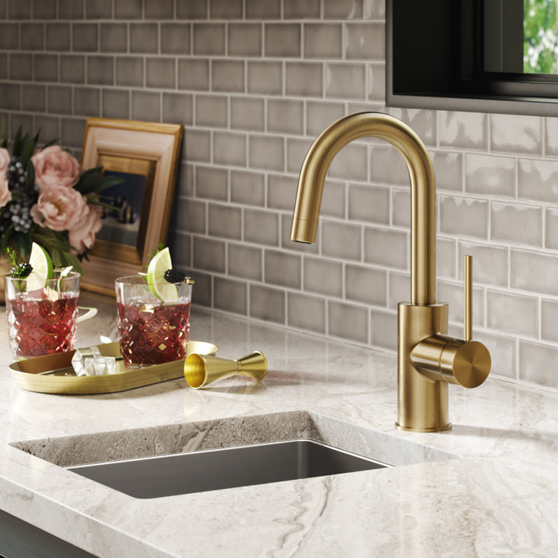 Robinet de bar de cuisine à poignée simple Oletto ™, Bronze champagne