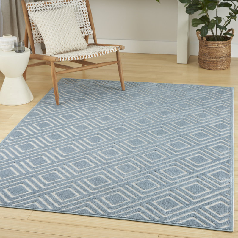 Tapis d'intérieur moderne bleu Ebern Designs Garp, Rectangle 5 pi 3 po x 7 pi