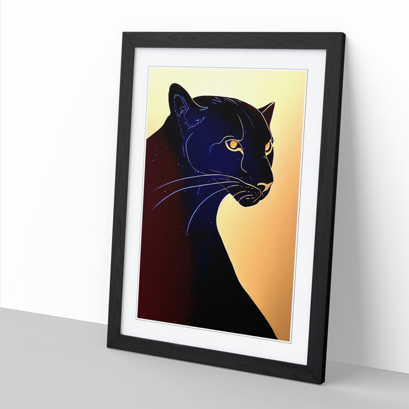 Panther Portrait - Single Picture Frame Print, Black, 46cm H x 34cm W x 2cm D