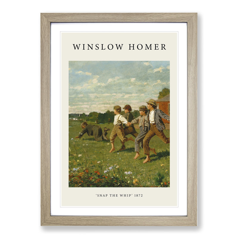 Snap the Whip by Winslow Homer - Picture Frame Painting, Oak, 36cm H x 27cm W x 2cm D
