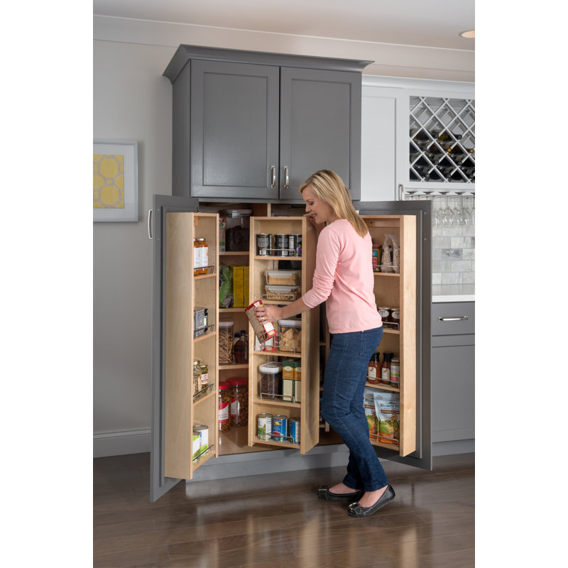 White Birch Pantry Swing Out Cabinet with Adjustable Shelves