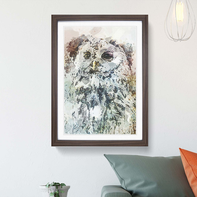 Tawny Owl in Abstract - Framed Print, 87cm H x 62cm W x 2cm D, Walnut Framed