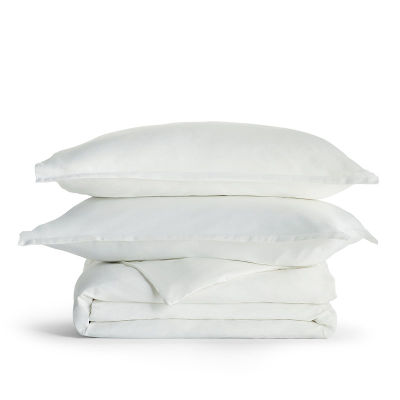 Austri Sateen Duvet Cover, White, Twin Duvet Cover + 1 Standard Sham