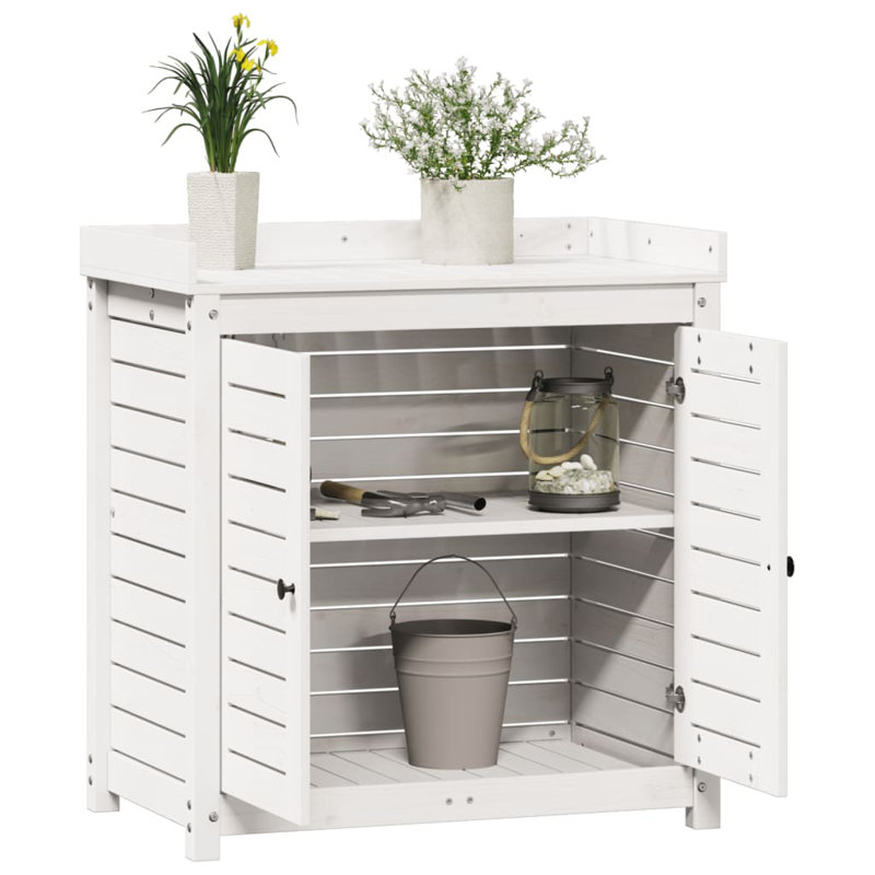 Wood Potting Bench, White
