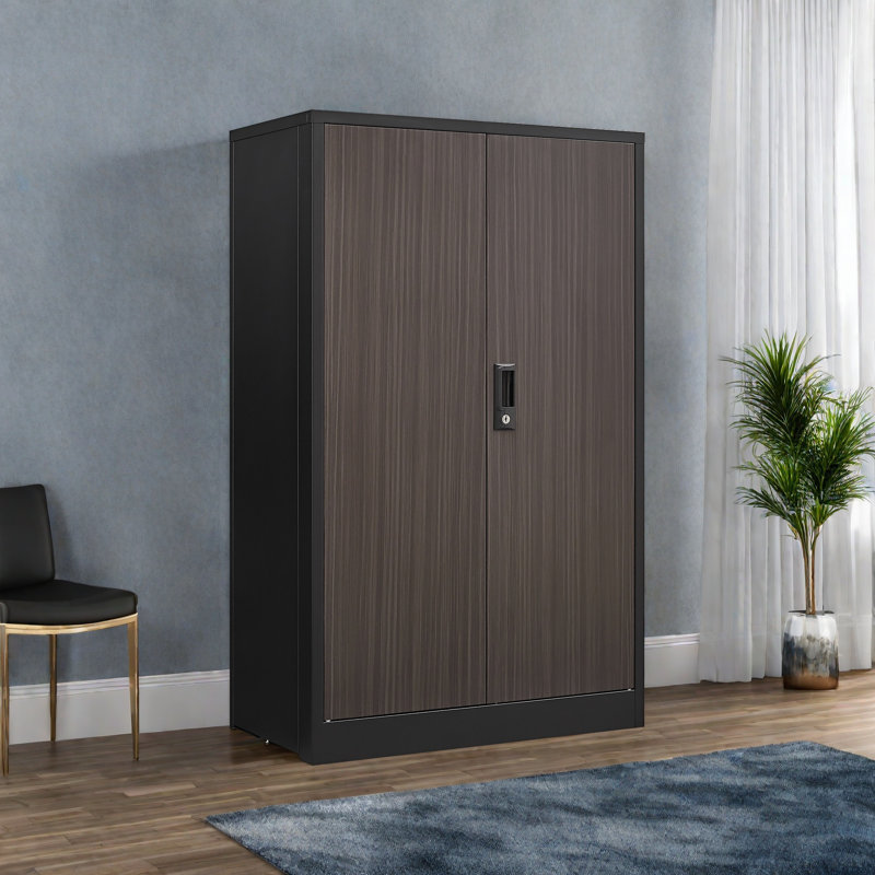 Metal Storage Cabinet With Locking Doors And Adjustable Shelf, Folding Filing Storage Cabinet , Folding Storage Locker Cabinet For Home Office,School,Garage, Black