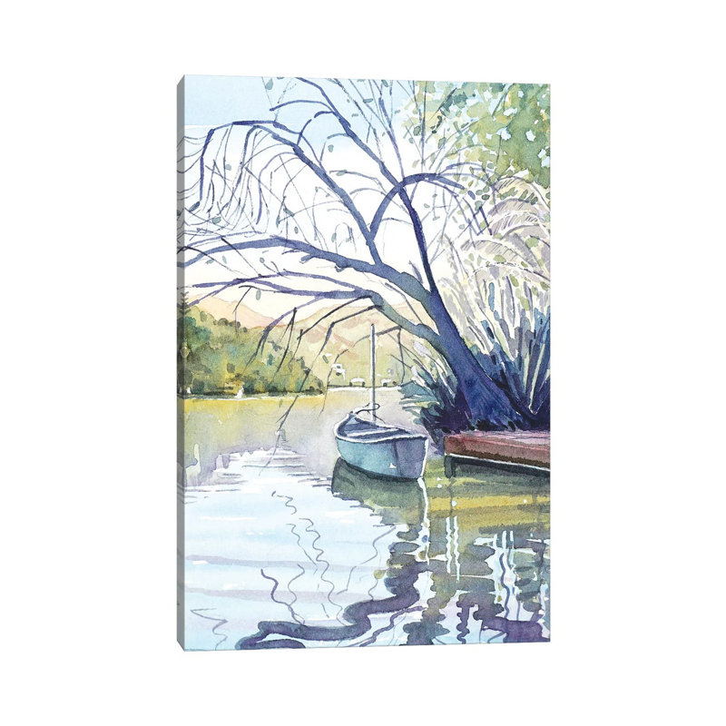 «The Lonely Canoe» par Luisa Millicent, reproduction d'art sur toile tendue, H 18 po x l 12 po x P 1,5 po