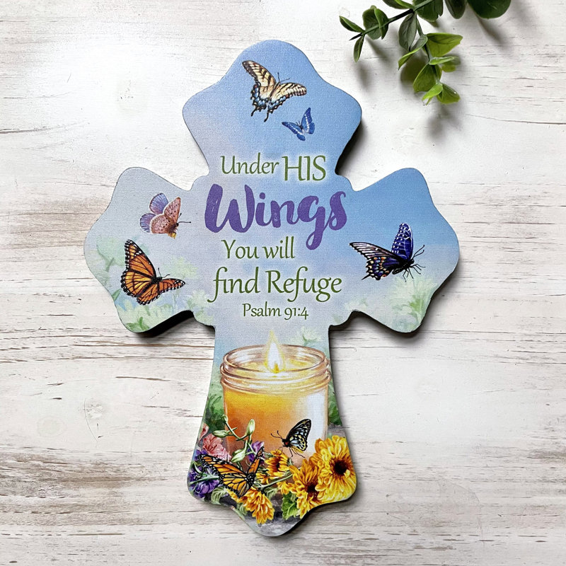 Under His Wings Wooden Cross