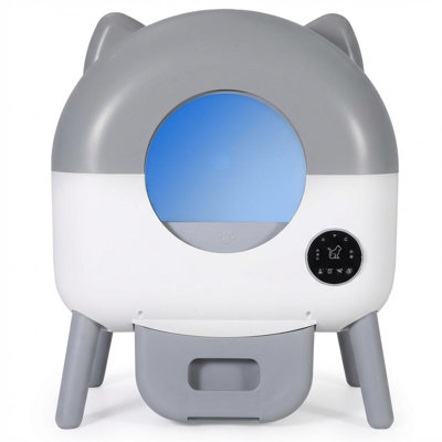 26 inch Gray Self Cleaning Litter Box 76L Large Capacity Automatic Cat Litter Box Self Cleaning App Control with Safety Sensors Anti-Pinch Safety