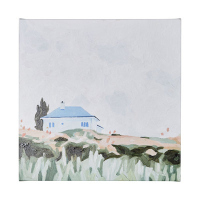 House on a Hill II by Emma Scarvey a Hand Embelished Textured Canvas