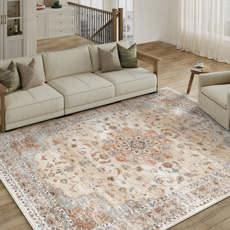 Tapis de style persan Haven Classic en terre cuite orange, Rectangle 6 pi x 9 pi