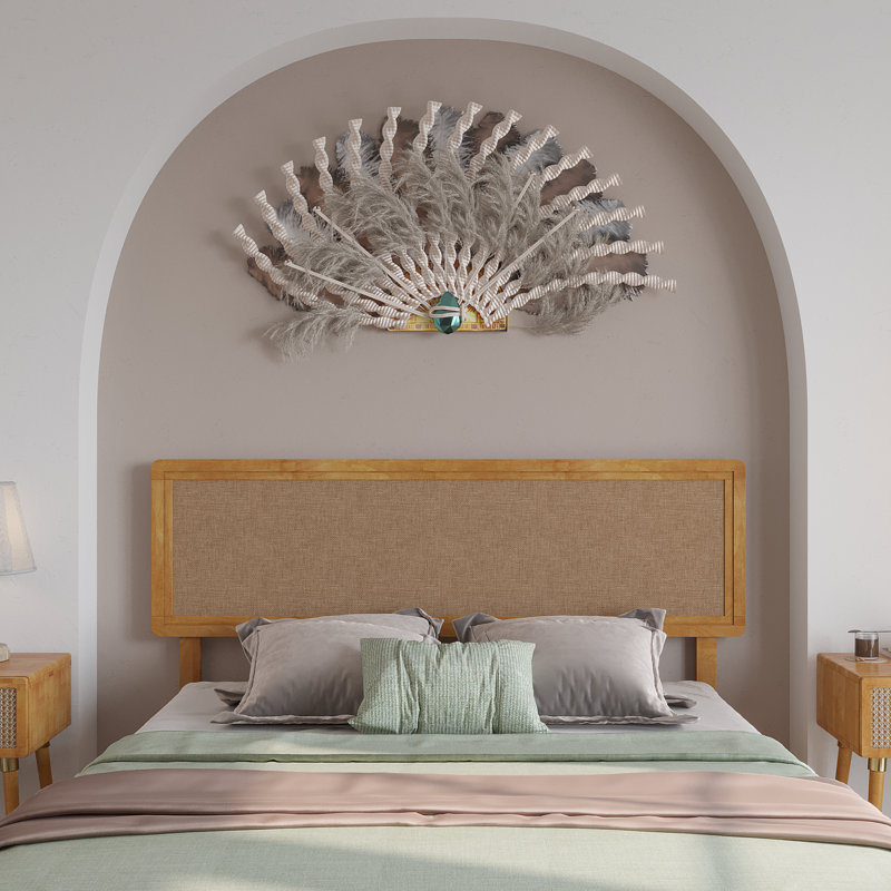 Anspach Solid Wood Bohemian Headboard for Queen Size Bed, Queen, Natural