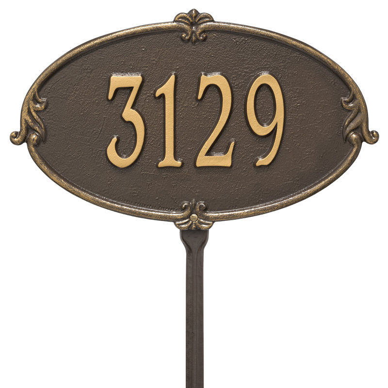 Monte Carlo Personalized Standard 1-Line Lawn Address Sign, Bronze/Gold, Yes