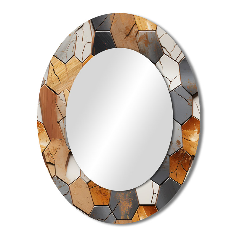 Motif rustique hexagonal bohème rustique brun, H 43 po x l 33 po