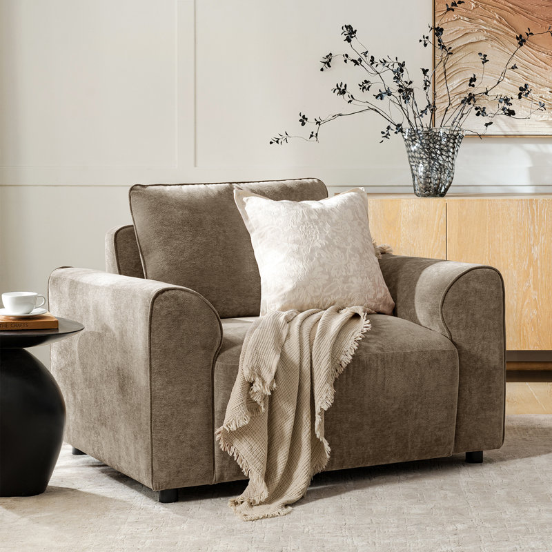  Bernice Modern 48" W Oversized Armchair with Removable Back Cushion, Sand, 1