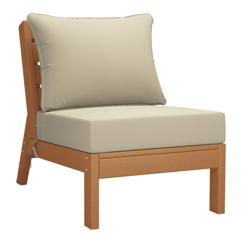 3-Piece Deep Seating Set With Cushions, Beige, Teak