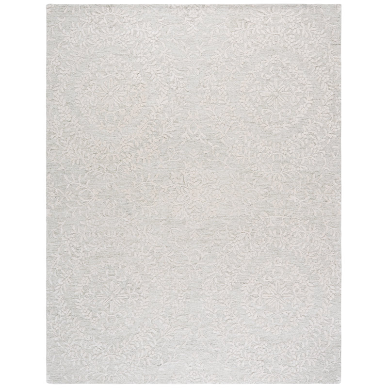 Quaniece 401 Hand Tufted Wool Pile Floral Rug, Rectangle 8' x 10'