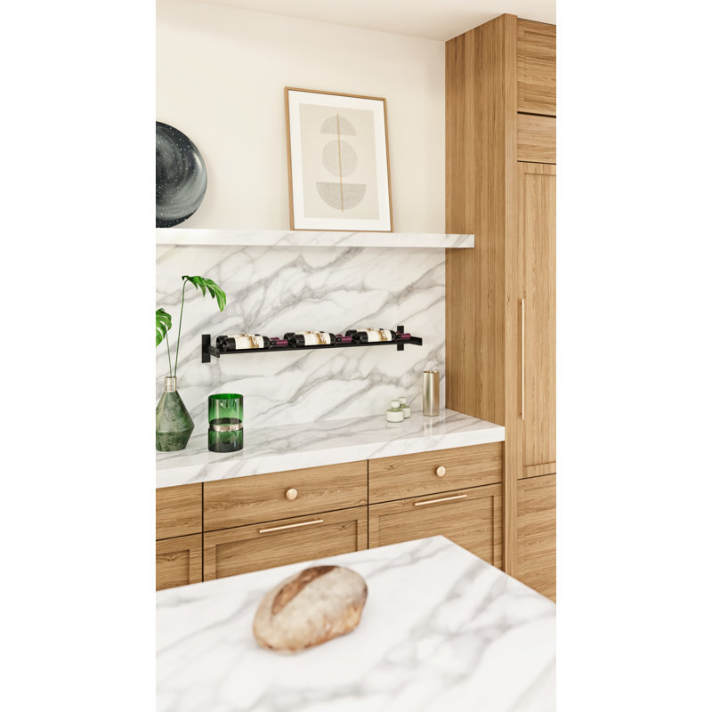 Thedford 6 Bottle Wall Mounted Wine Bottle Rack, Matte Black frames with Matte Black rods