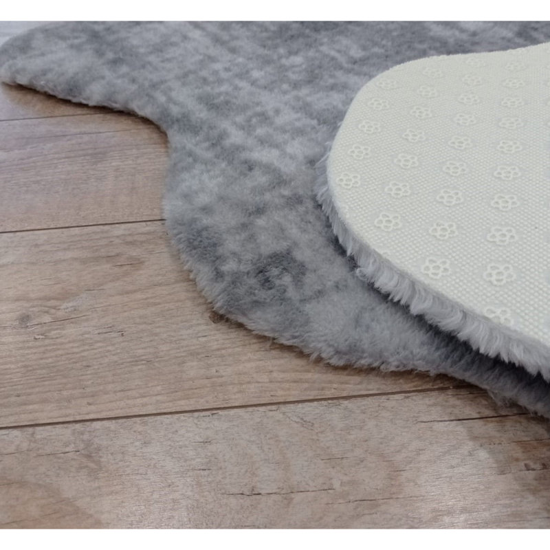 Tapis gris clair novateur tissé à la machine à motif abstrait Numa, Nouveauté 2 pi 7 po x 3 pi 11 po