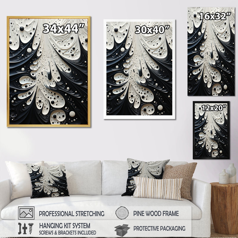 Minimalisme Stingray, peinture en noir et blanc - impressions d'art mural Stingray, Cadre flottant noir