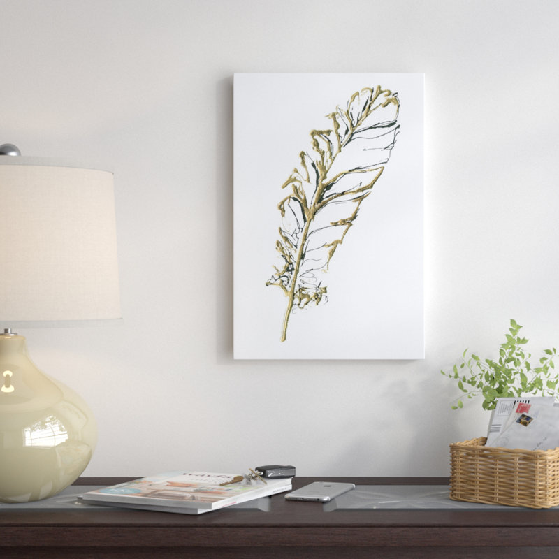 «Gilded Turkish Feather I», impression sur toile, H 40 po x l 26 po x P 1,5 po, Pas de tapis, Toile tendue