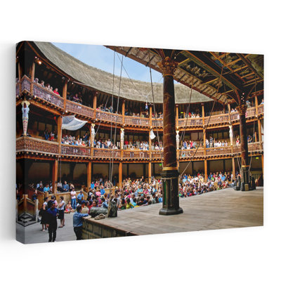 Vue intérieure de William Shakespeare's Globe Theatre with Audience, London, England, UK, architecture contemporaine, art mural