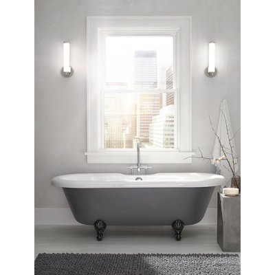 Philipsburg 1-Light Polished Nickel Integrated LED Bathroom Wall Sconce with Satin Etched White Glass Shade