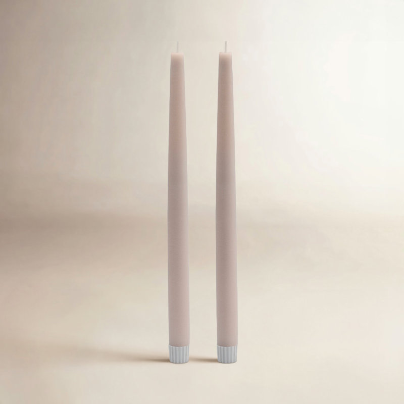 2 Pc Tall Flameless Taper Candle, Pink