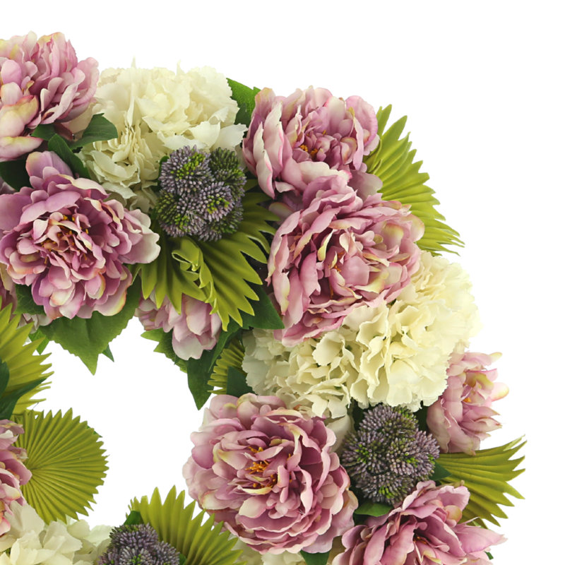 24" Wreath with Hydrangeas and Peonies