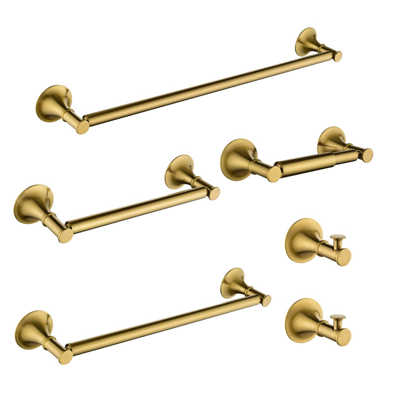 6pcs Brass Bathroom Hardware Set,hand Towel Bar,toilet Paper Holder,robe Hook,towel Bar,wall Mounted Bathroom Accessories Set