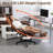 Massage Office Chair with Foot Rest, 6 Points Vibration Heating Executive Chairs  Ergonomic Home Office  Desk Chair，Brown-1142341727