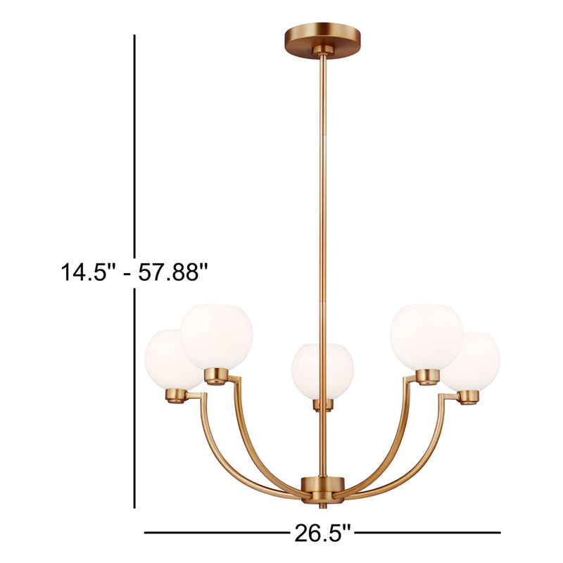 Andrea 5-Light Chandelier, Satin Brass