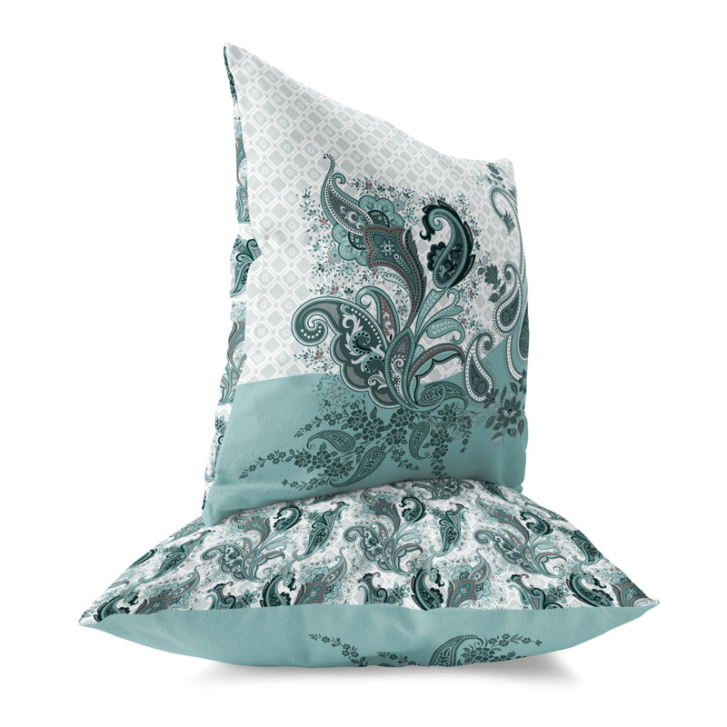 Coussin Sanskrit Waves, H 20 po x l 20 po, Vert/rose