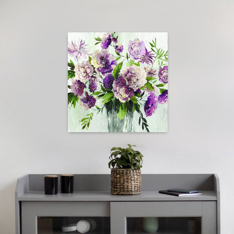 Bouquet de violettes délicates fleurs de pivoines élégantes et délicates, H 18 po x l 18 po