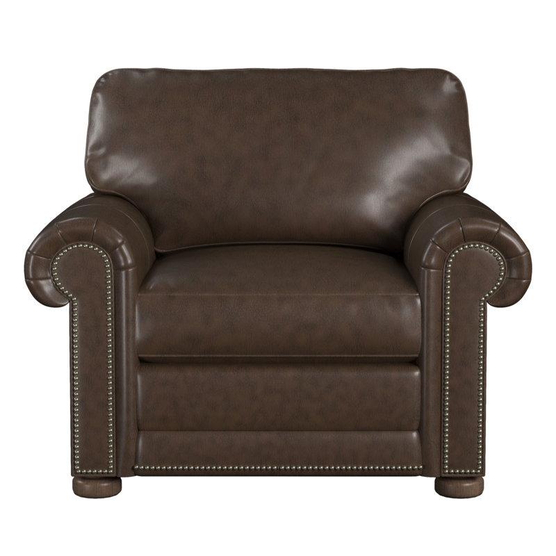 Sopheak Upholstered Accent Chair, Cherry Genuine Leather