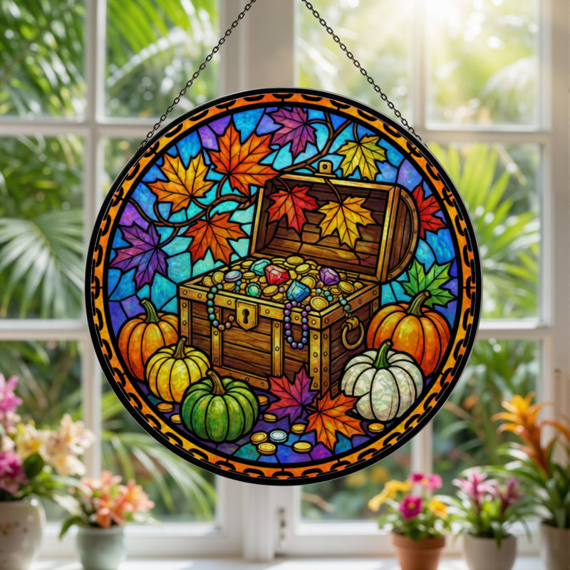 Panneau de vitrail 12 "H Autumn Treasure