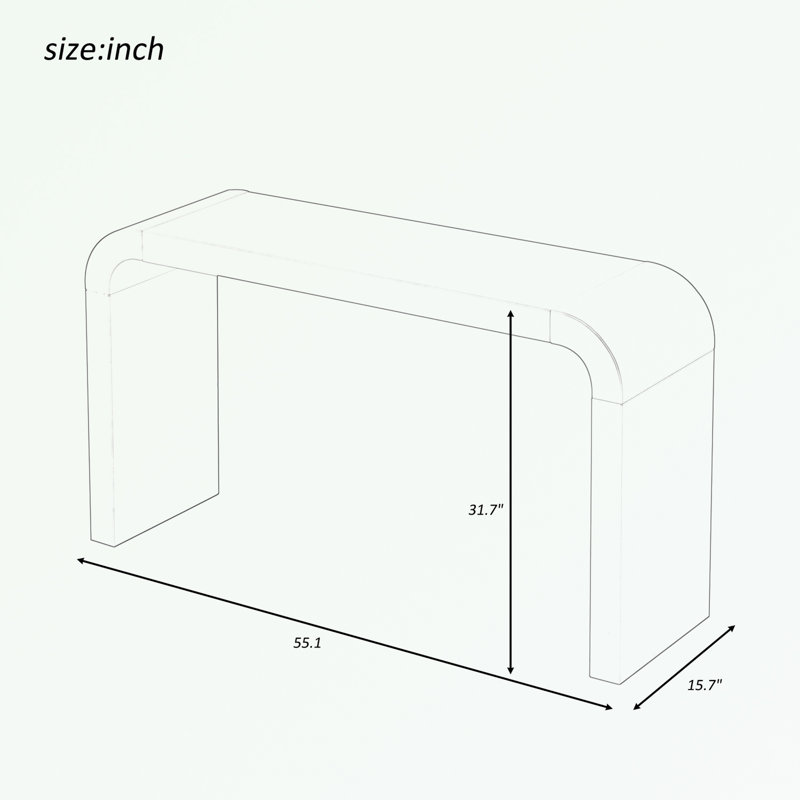 Minimalist Console Table With Elegant Lines And Arc-Shaped Edge, Navy Blue, 31.7" H x 55.7" W x 15.7" D