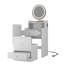Meuble-lavabo 3 en 1 avec miroir et lumière, ensemble de maquillage compact avec station de charge, 2 tiroirs, rangement ouvert et tabouret rembourré-2072016186