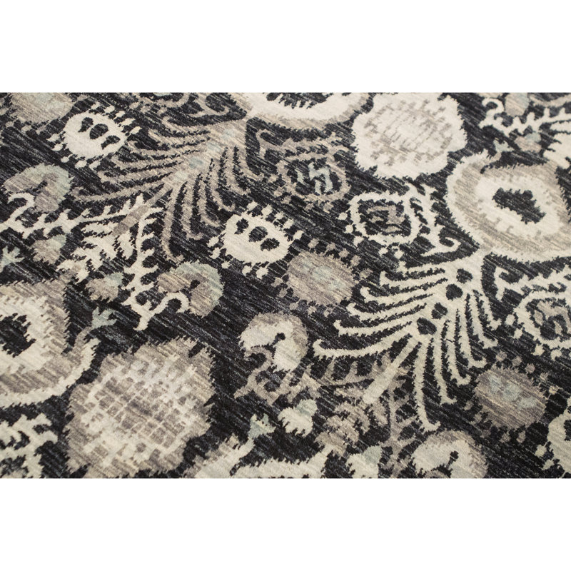 Hand Woven Wool Ikat Area Rug