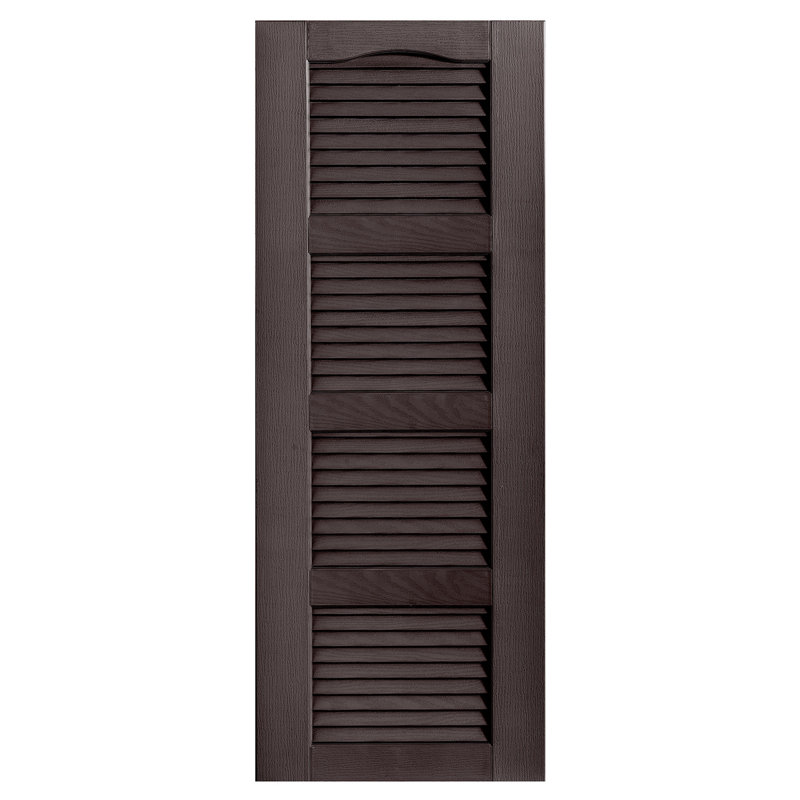 Cathedral Top Four-style Open Louvre Shutters Pair, 15", 62", Chocolate