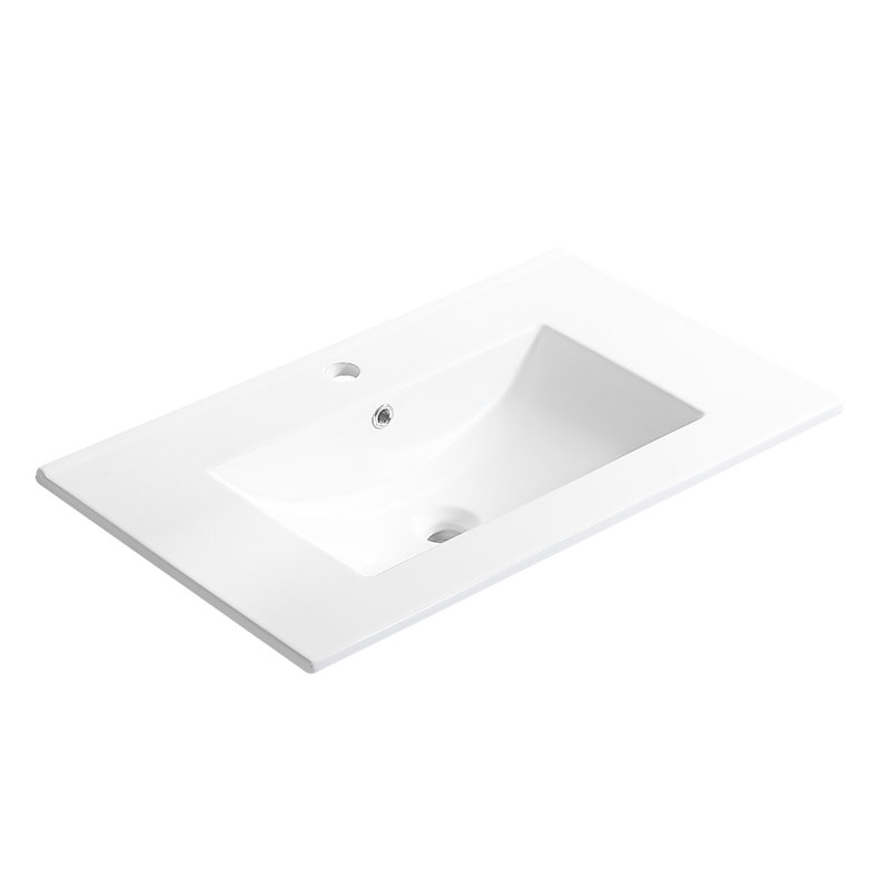 Lavabo de 48 po en céramique blanche pour meuble-lavabo - qualité durable, retrait facile des taches sur la surface lisse, assemblage sans effort en performance, installation
