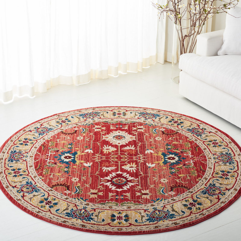 Regal Elegance Red & Beige Floral Synthetic Runner Rug - 2'2" x 10'