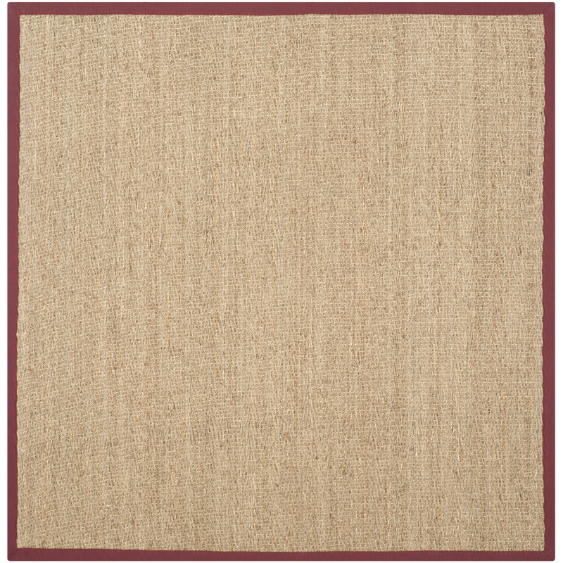 Auckland Bamboo Slat/Seagrass Brown/Tan/Red Area Rug, Square 8'