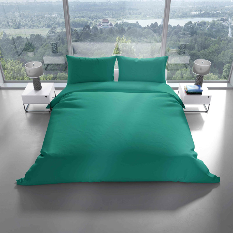Elio Bed Linen, 200 x 200cm Duvet Cover + 2 Pillowcases (80 x 80cm, Petrol