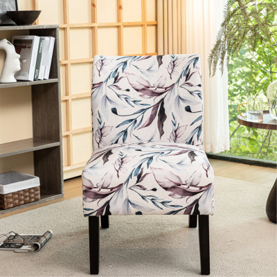 Chaise sans accoudoirs en tissu à imprimé floral mauve - Décoration de salon moderne avec textile contemporain