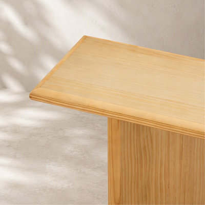 60.25" Minimalist Modern X‑Frame Console Table, Angled X‑Shaped Legs, Rounded Tabletop Edges, Wood Veneer, Natural Wood Grain, Entryway Sofa Table for