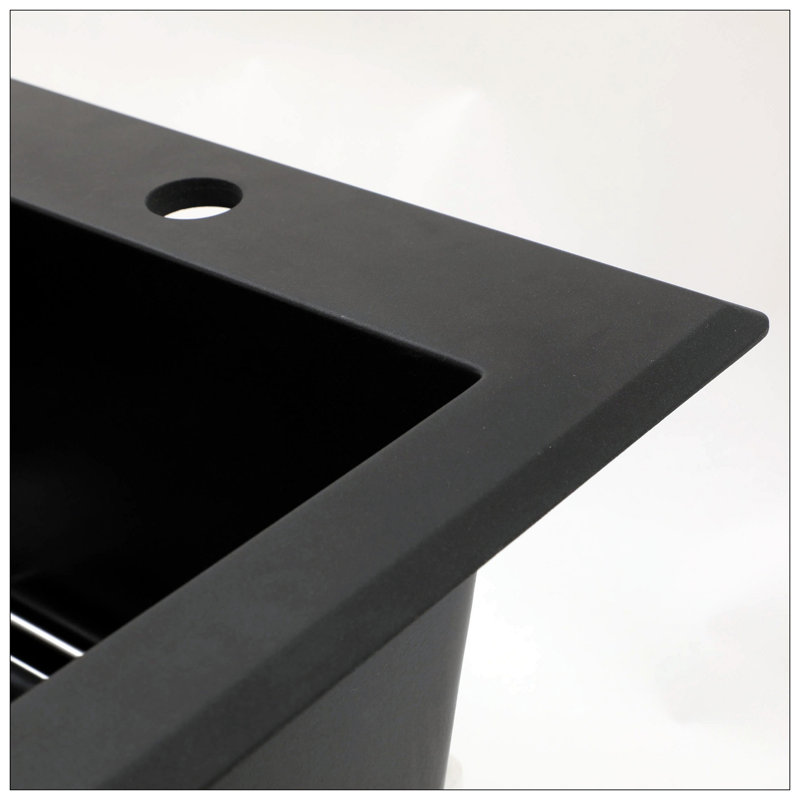 Quartz Kitchen Sink - 33X22" Black Granite Composite Drop In Kitchen Sink