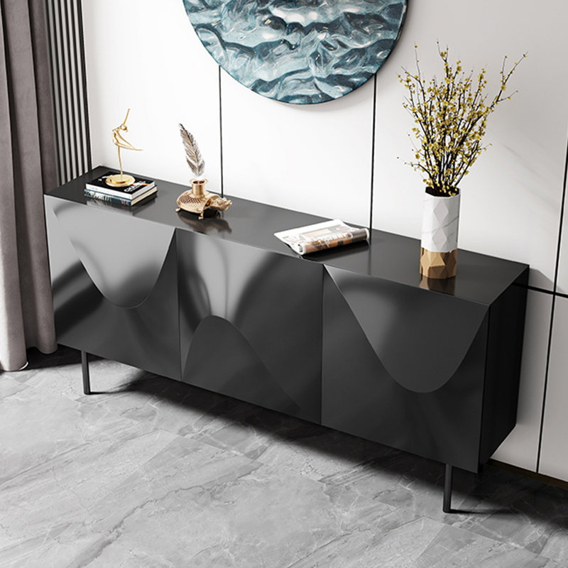 Modern Minimalist Sideboard Cabinet With 3 Doors, Black