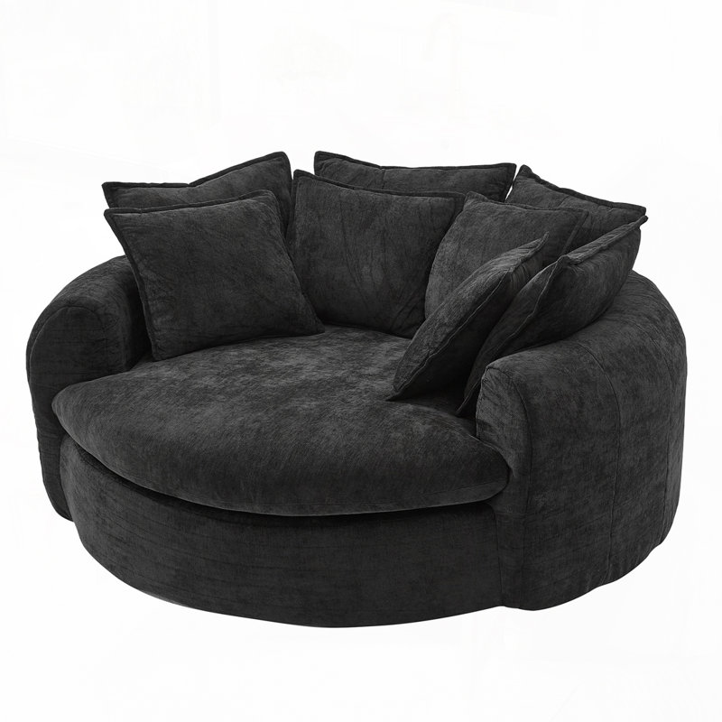 Fauteuil d'appoint rembourré en tissu chenille, Noir